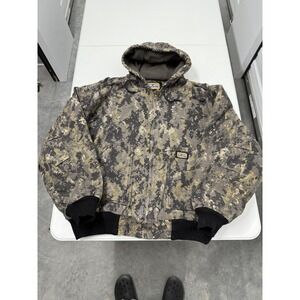 BIG SMITH Camo Digital Print Hooded Work Jacket Men's XL Regular Lined Warm